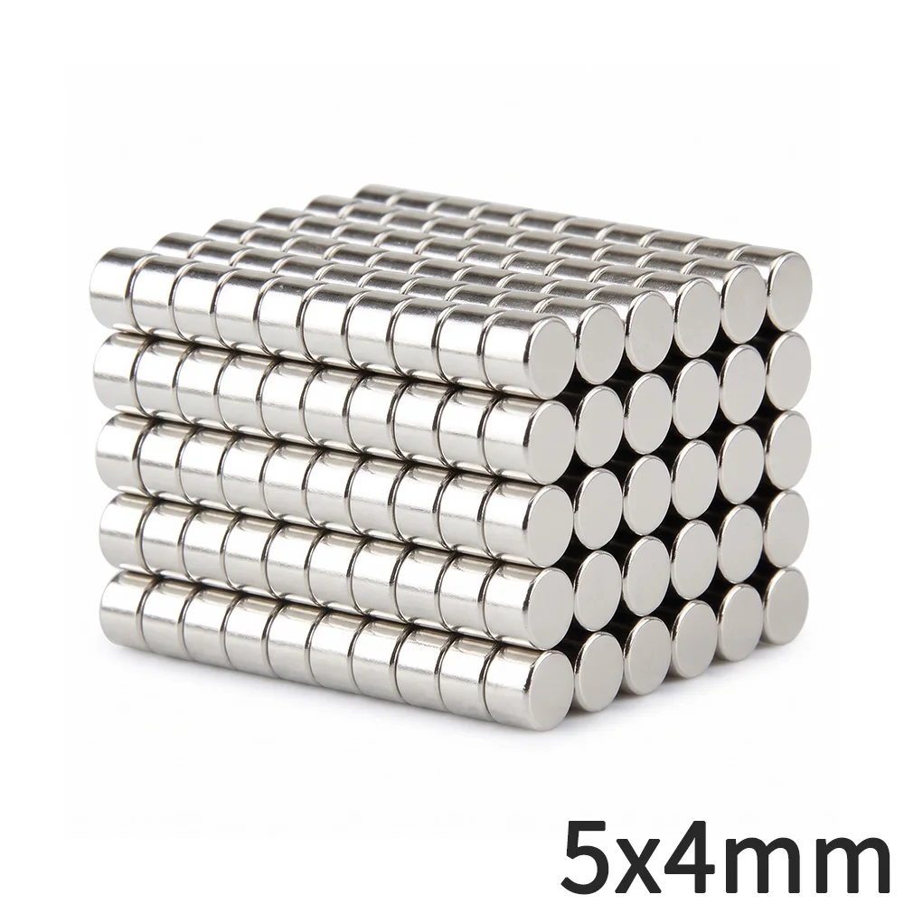 50Pcs 5x4 Round Magnet 5x4mm Permanent Super Strong Powerful Magnetic Disc for Fridge DIY Building Scientific Projects Use