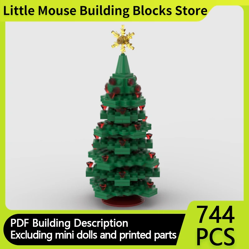

City Street View Model MOC Building Bricks Christmas Green Tree Modular Technology Gifts Holiday Assemble Children Toys Suit