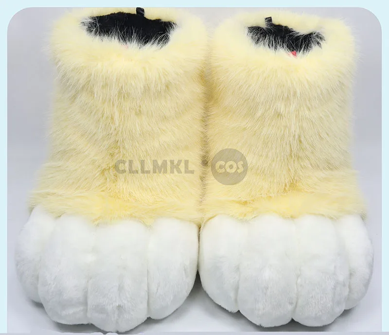 كيغ Fursuit تأثيري باو أحذية فروي Fursuit تأثيري روبيت القط الأحذية لطيف رقيق الحيوان مانغا حفلة كوس يمكن ارتداؤها زي