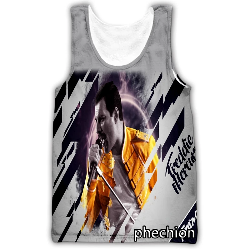 New Fashion Men/Women Freddie Mercury Queen Bande 3D Printed Sleeveless Vest Streetwear Men Loose Sporting Tank Top A219