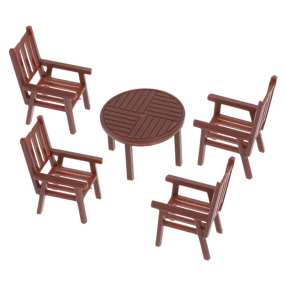 Outdoor Mini Table and Chair Model Micro Scene Figurine Display Shelf Miniatures Plastic Chairs