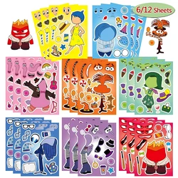 8/16Sheets Disney Inside Out Make a Face Puzzle Stickers Children DIY Cartoon Assemble Jigsaw Kids Education Toy Party Game Gift