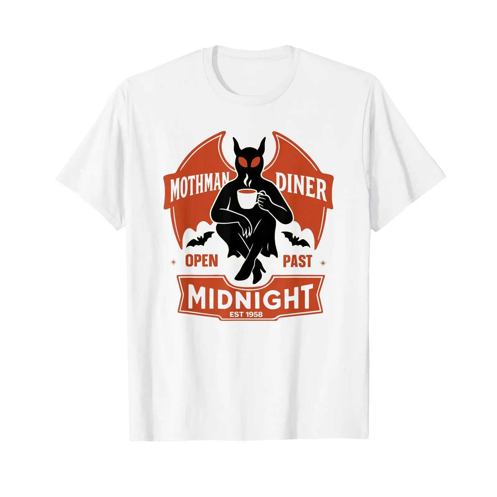Mothman Diner Retro Cryptid T Shirt vintage Washed Stretched Stylish Casual streetwear Versatile Top For Everyday Wear graphic