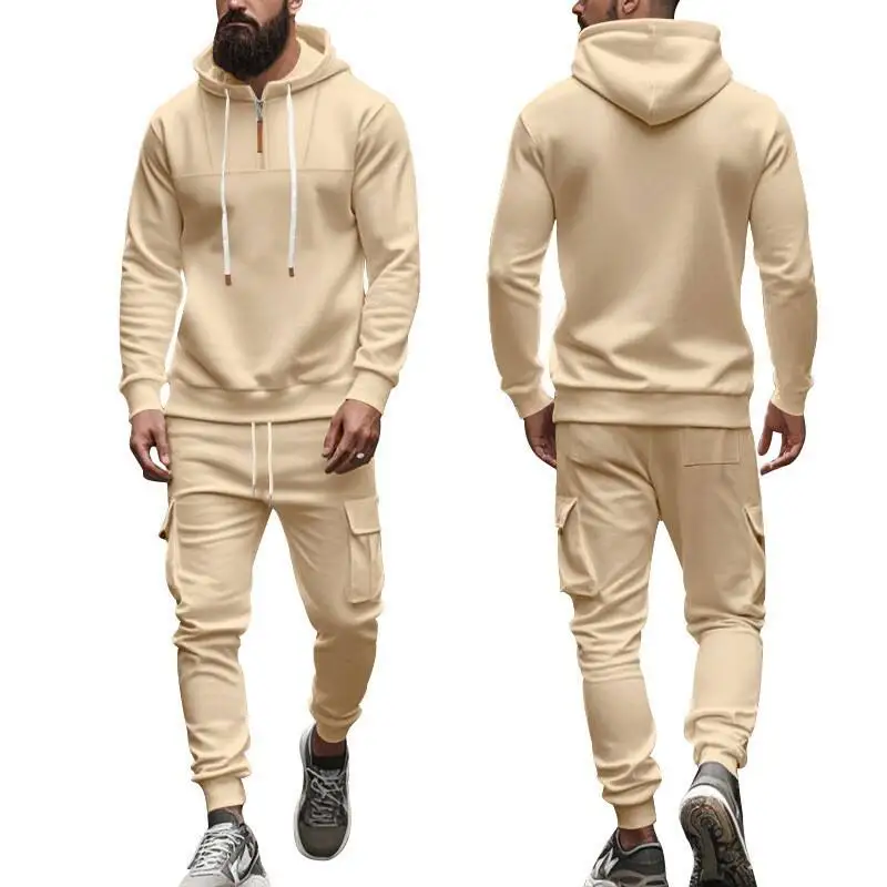 

Мужской комплект: худи и брюки на флисовой подкладке, свободный крой, осенне-зимний повседневный наряд, с длинным рукавом, на молнии, удобная одежда