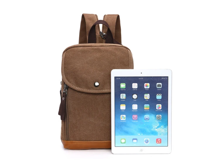 Men's Canvas Mini Backpack Men Women Double Shoulder Sling Crossbody backpacks Bag Mochila Брезентовый рюкзак Sac à dos homme 가방 - view 4