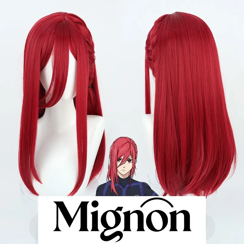 

Парик для косплея Blue Lock Chigiri Hyoma, винно-красный с боковой тесьмой, подарок на Хэллоуин