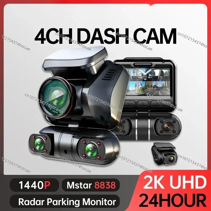M10max 2K 1440P Dash Cam for Car DVR 4CH 360 Camera 24H Parking Monitor & GPS Night Vision Auto Video Recorder 256Gmax