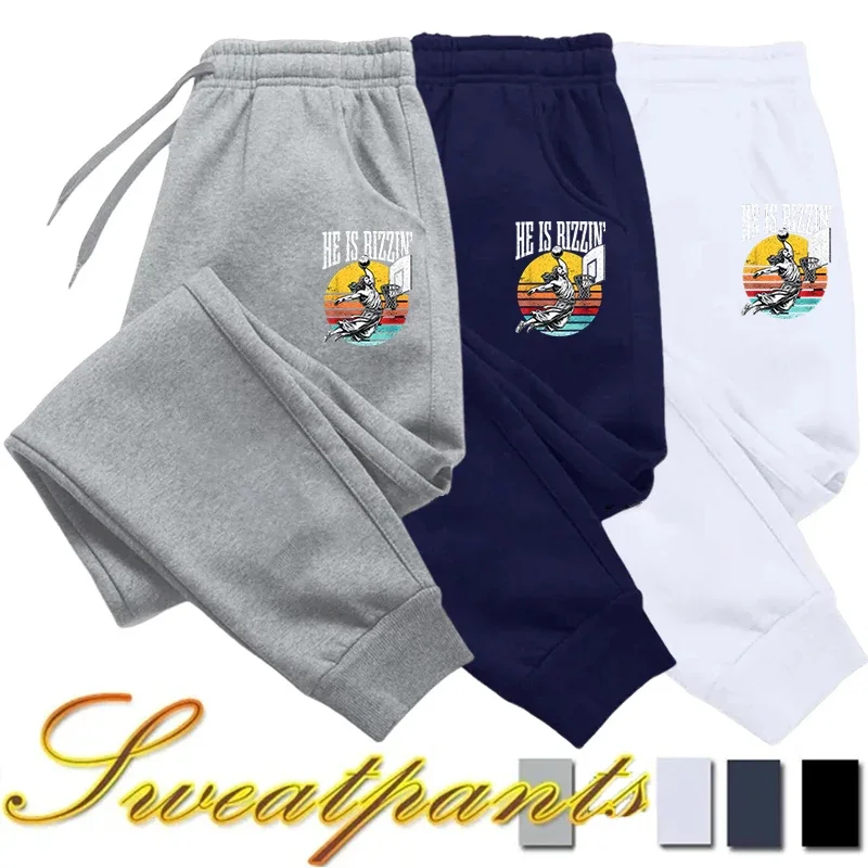 

Men's All Weather Style Sweatpants Solid Color Durable Warm Joggers Drawstring Sports Trousers For Outdoor And Everyday Comfort
