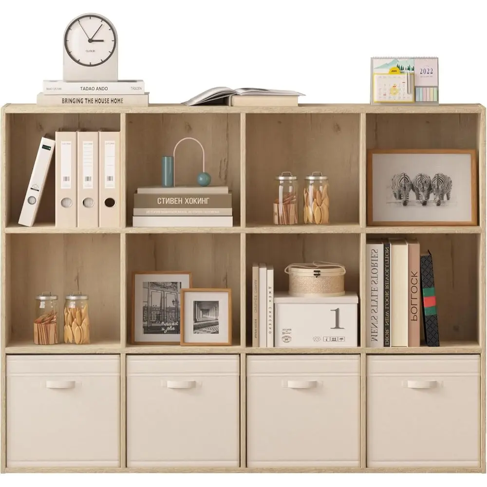 

Wooden Cube Organizer with Closed Back, Multi-Room Storage Solution for Home and Office