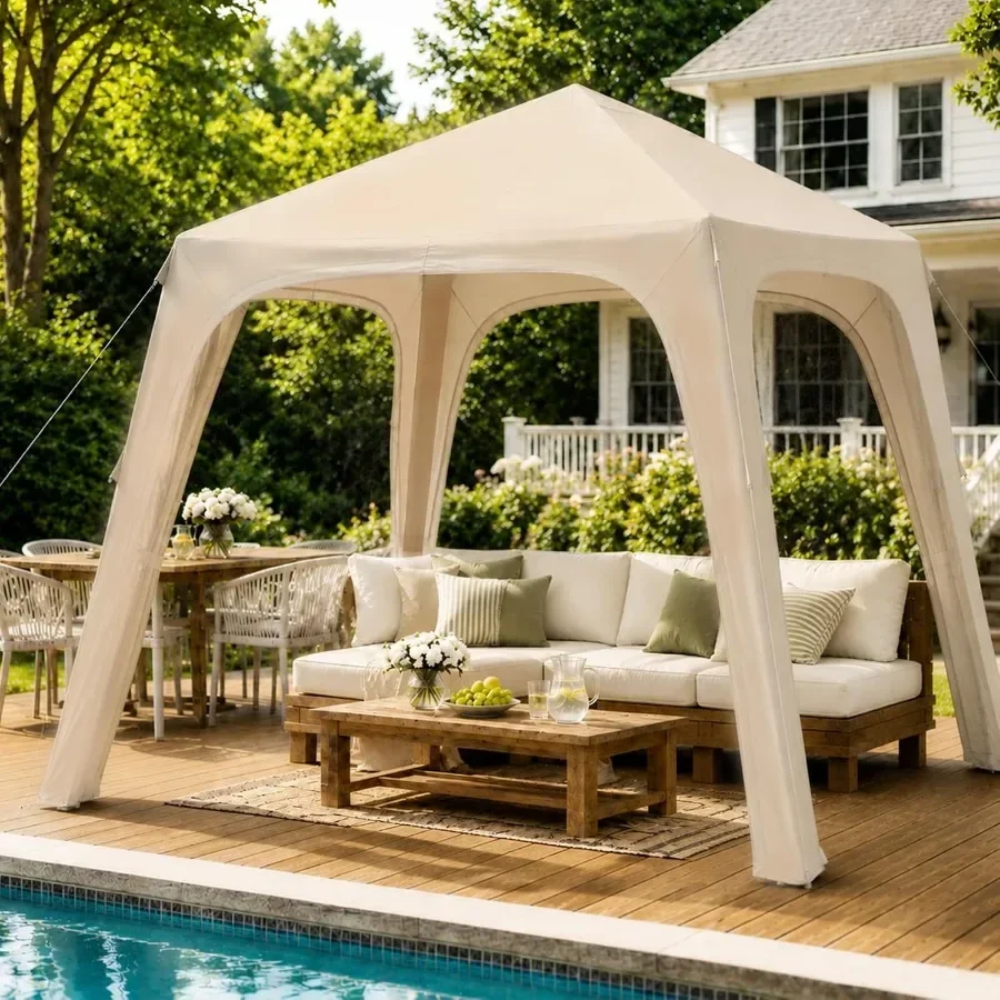 Quick-Setup Inflatable Gazebo with Manual Air Pump Included; Waterproof Gazebo with Stove Jack Design, Portable and Easy to Car