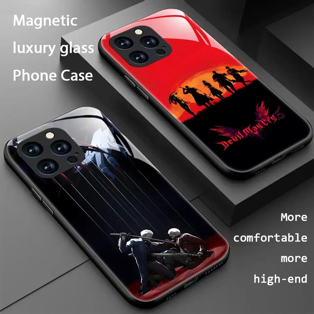 Ретро-чехол для телефона с дизайном Devil May Cry для iPhone 17, 16, 15, 14, 13, 12, 11, X, XR, XS, 8 Plus, Mini, Pro, Max, стеклянный магнитный чехол