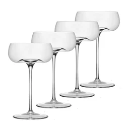 4PCS Coupe Cocktail Glass Hand-Blown Crystal Martini Glasses | Unique Art Deco Cocktail Glasses