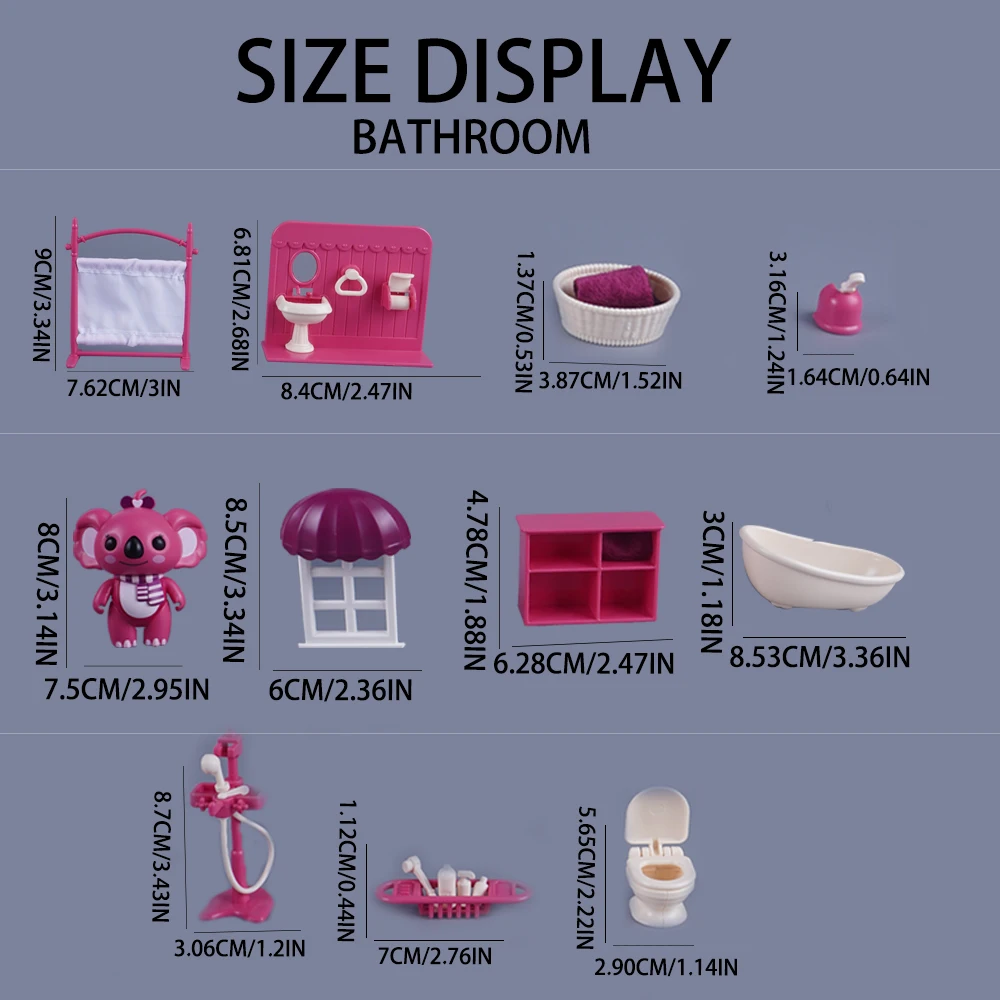 3D Cardboard Puzzle Koala Bathroom Dollhouse 1:12 Mini Washbasin Bathtub Model Performance Toy Miniature Furniture Gift