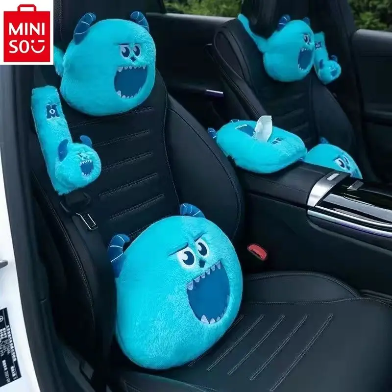 

MINISO Disney Cartoon Blue Monster Anime Seat Cushion Car Seat Backrest Decoration High quality Plush Comfortable Accessories