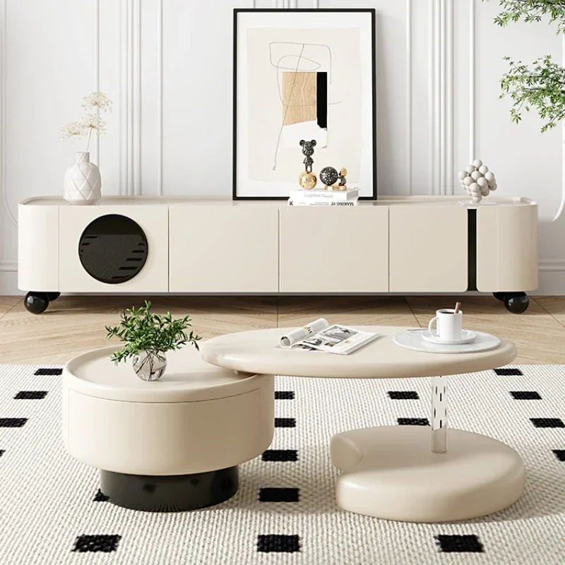 

Household Small Apartment Size round Italian Minimalist Creative Design Coffee Table