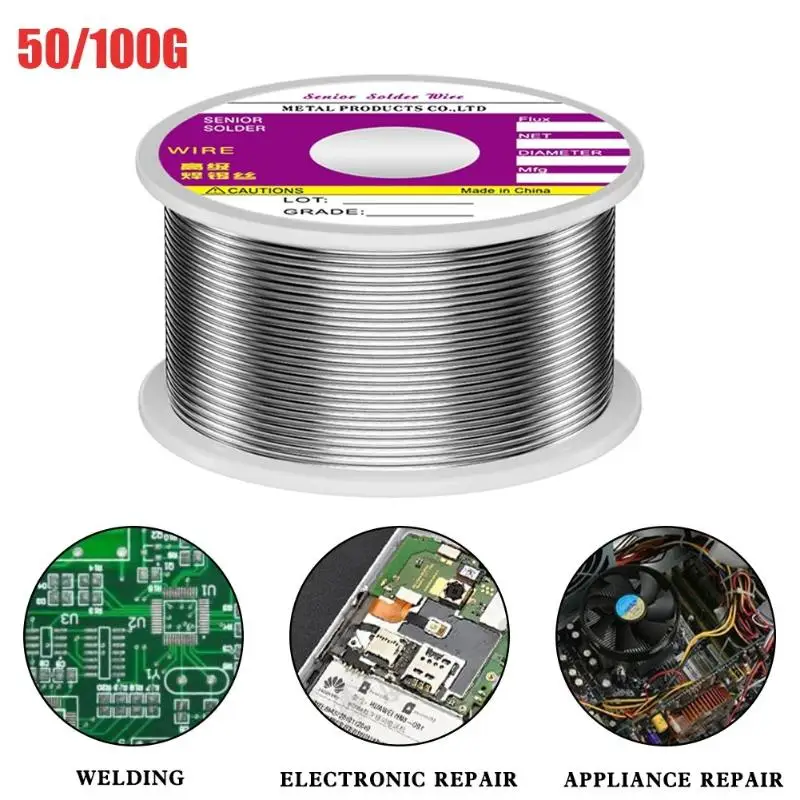 50/100G Tin Wire Soldering Wire With Flux Melt Rosin Core Solder Roll No-clean Electrical Repair Solder For Soldering 0.8/1.0mm