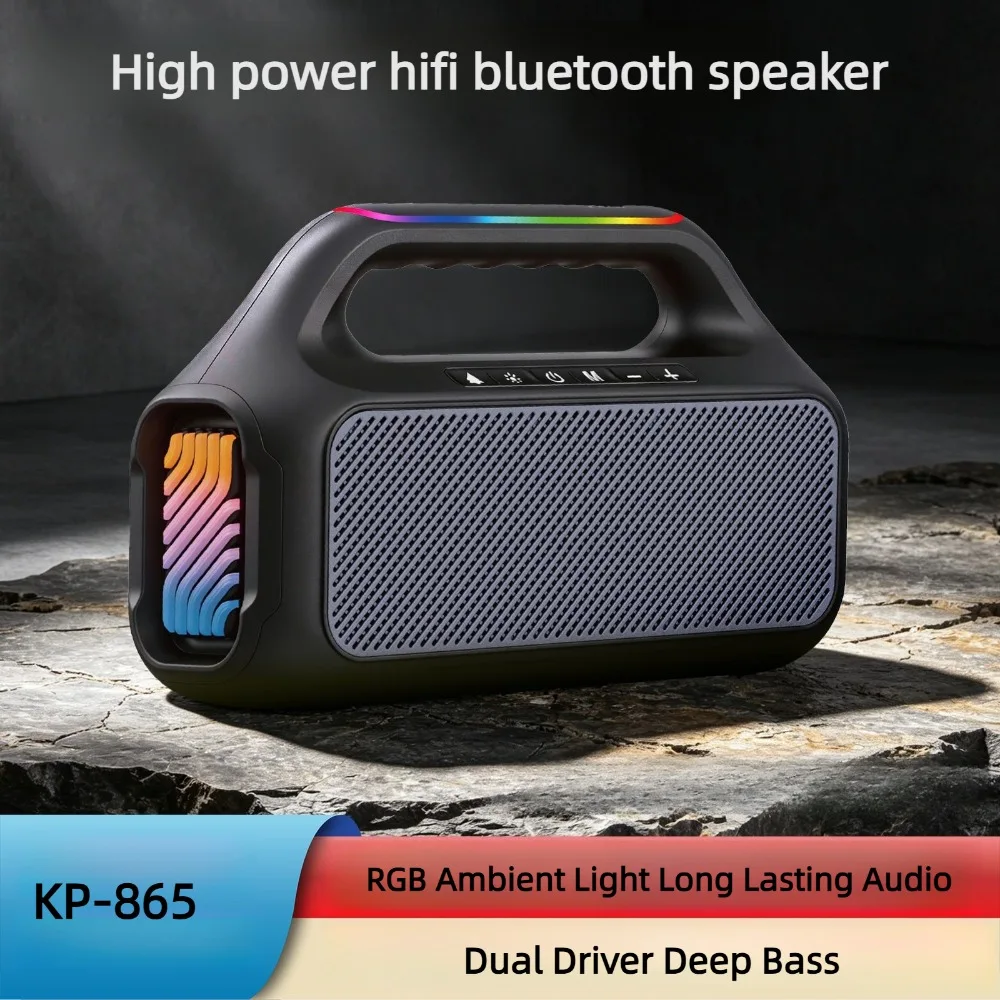 Portable Handheld Bluetooth Speaker Dual Driver Deep Bass RGB Ambient Light Long Lasting Audio For Camping Picnic Beach Outdoor