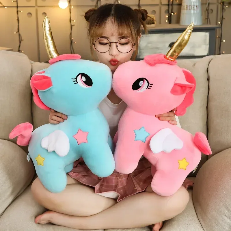 Lindo juguete de peluche de unicornio para niñas, almohada para dormir, muñeco de peluche Kawaii, regalos de cumpleaños, envío directo