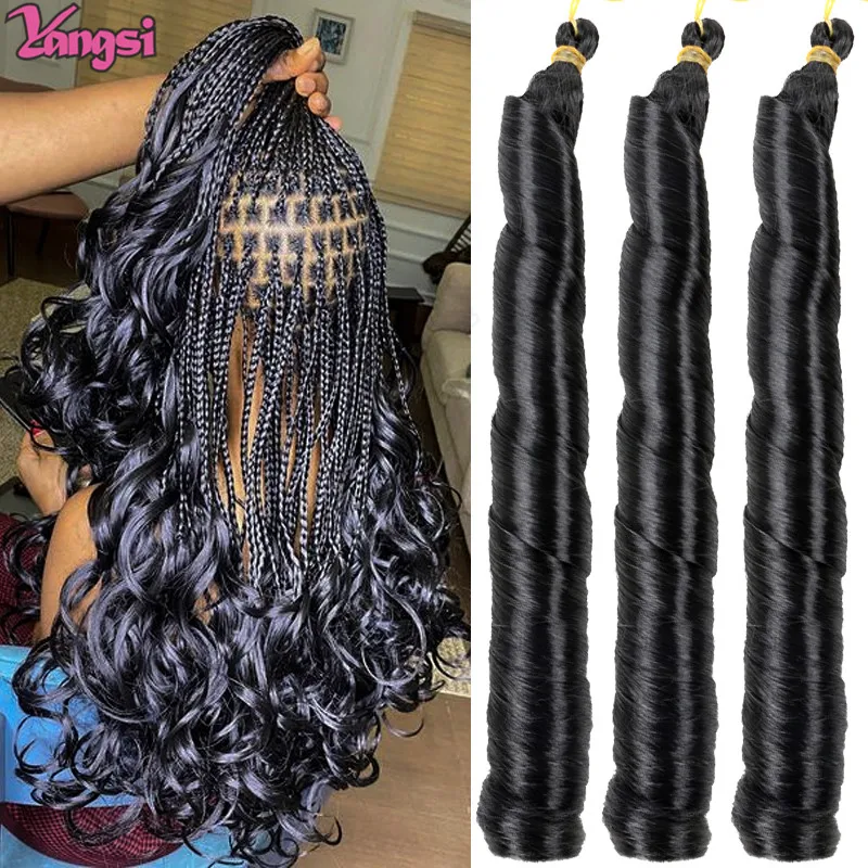 

Full Star French Curl Braids Synthetic Crochet Braiding Hair 22 Inch Silky Spiral Curls Braids Bulk Hair Extensions Black Bug