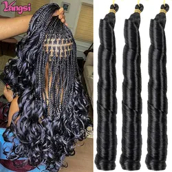 Full Star French Curl Braids Synthetic Crochet Braiding Hair 22 Inch Silky Spiral Curls Braids Bulk Hair Extensions Black Bug