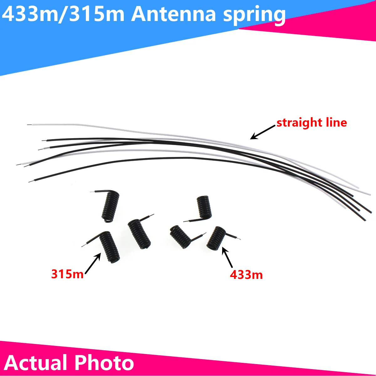 20pcs 433M/315M antenna spring remote control module receives black rubber RF spiral power cable