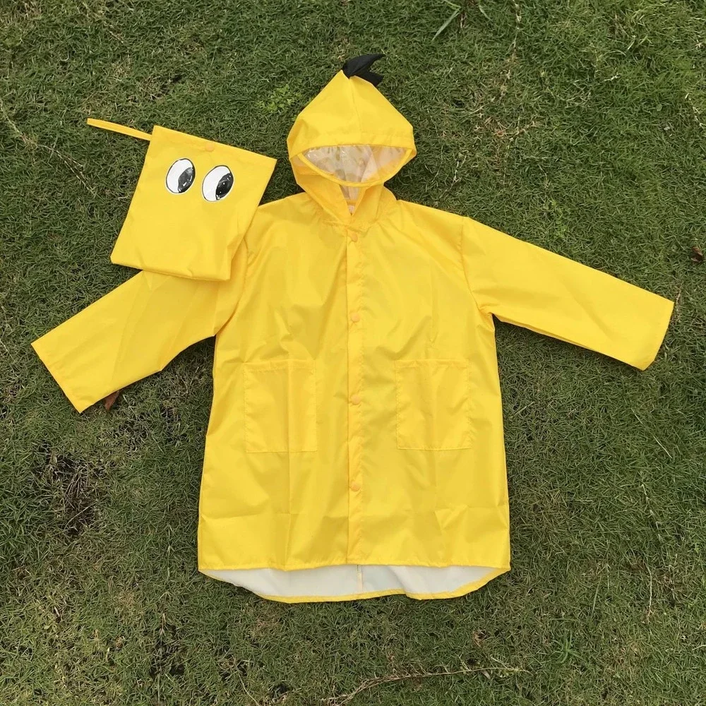 Cute Dinosaur Polyester Baby Raincoat Outdoor Waterproof Rain Coat Children Impermeable Poncho Boys Girls Rain Coat Yellow