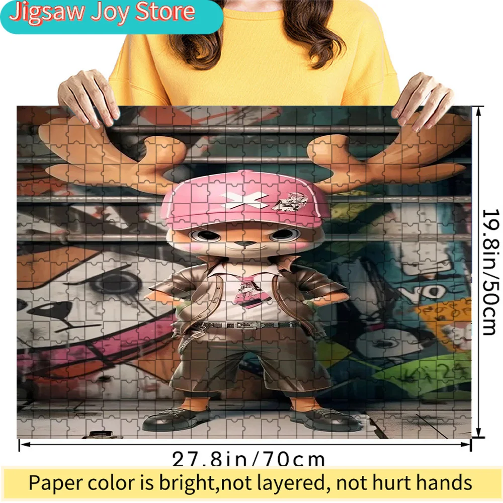 

Premium Paper Jigsaw Puzzle Featuring One Piece Tony Tony Chopper Cool Street Style Leather Outfit with Pink Hat Artwork, 27.8x1