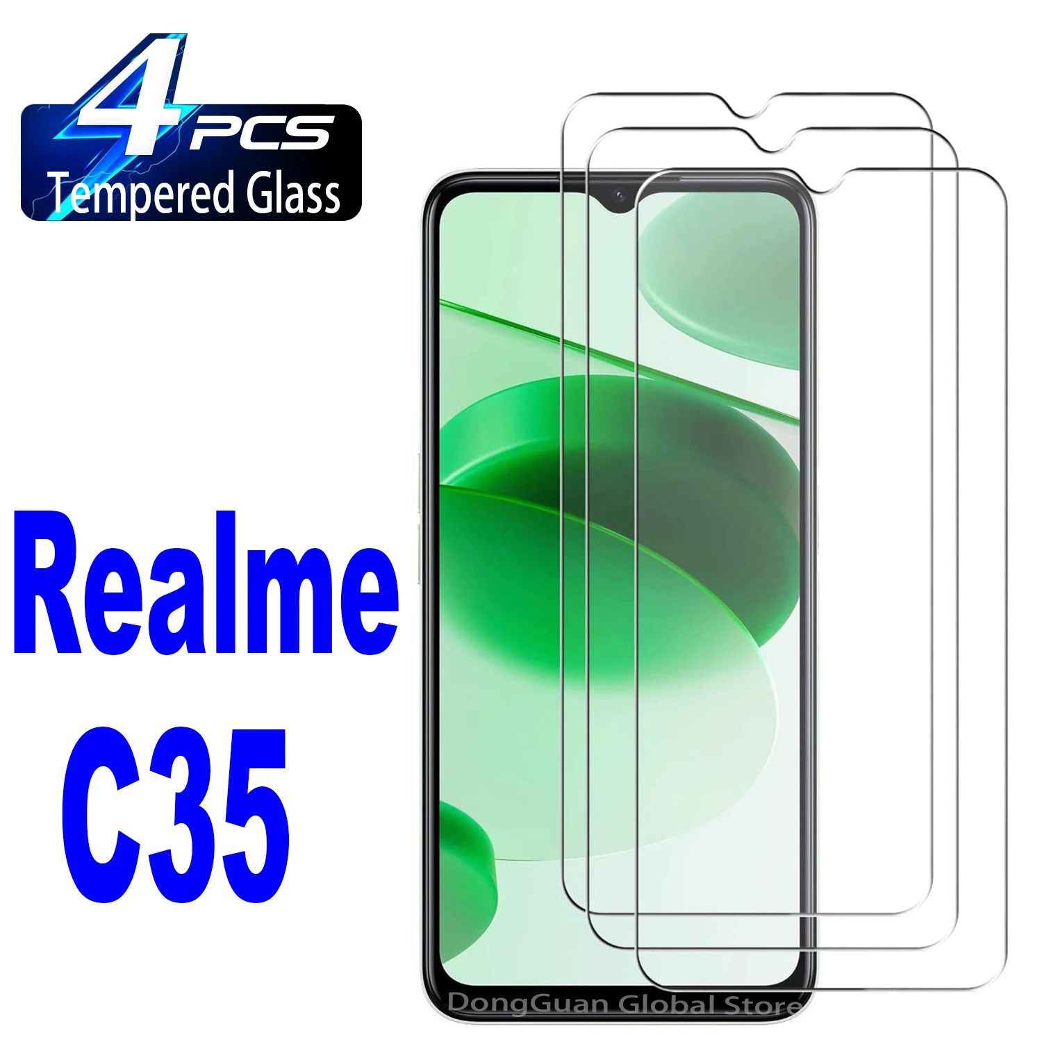 

2/4Pcs Full Cover Tempered Glass For Realme C35 C25Y C21Y C21 C20A C15 C25S C11 2021 Screen Protector Protective Glass