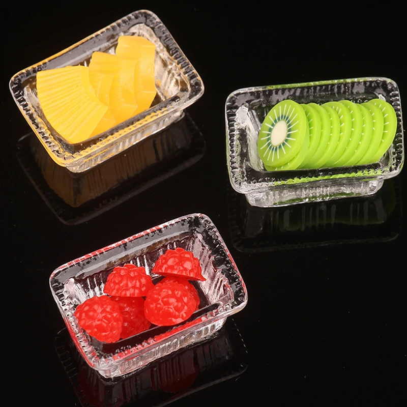 1PC 1/12 Dollhouse Mini Fruit Storage Box Lunch Box Model Toy Dollhouse Kitchen Tableware Accessories