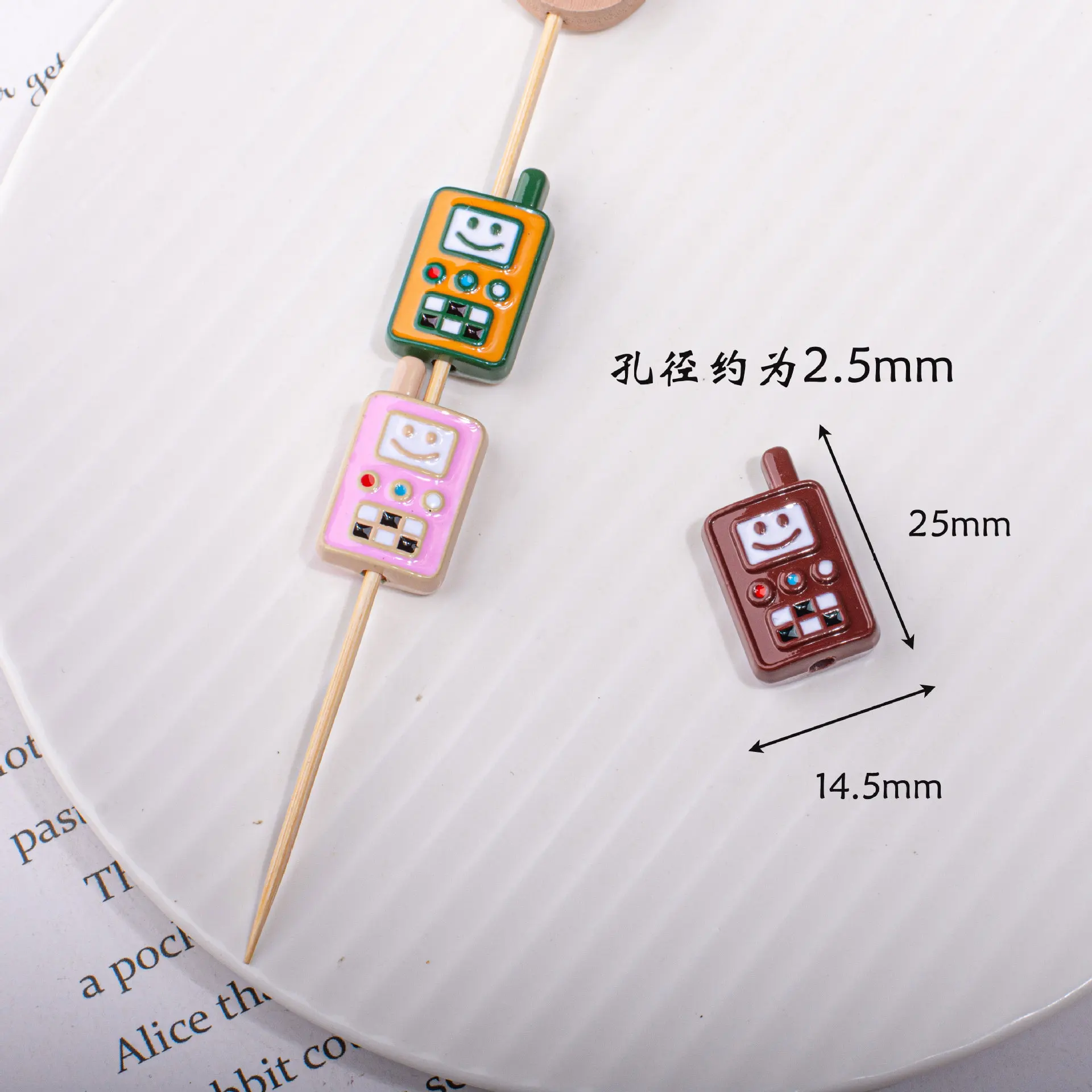 Trendy 40pcs 14*25mm Oil Drop Cute Cell Phone Shape Acrylic Jewelry Beads Ornament Accessory Material Earring Necklace Bracelets