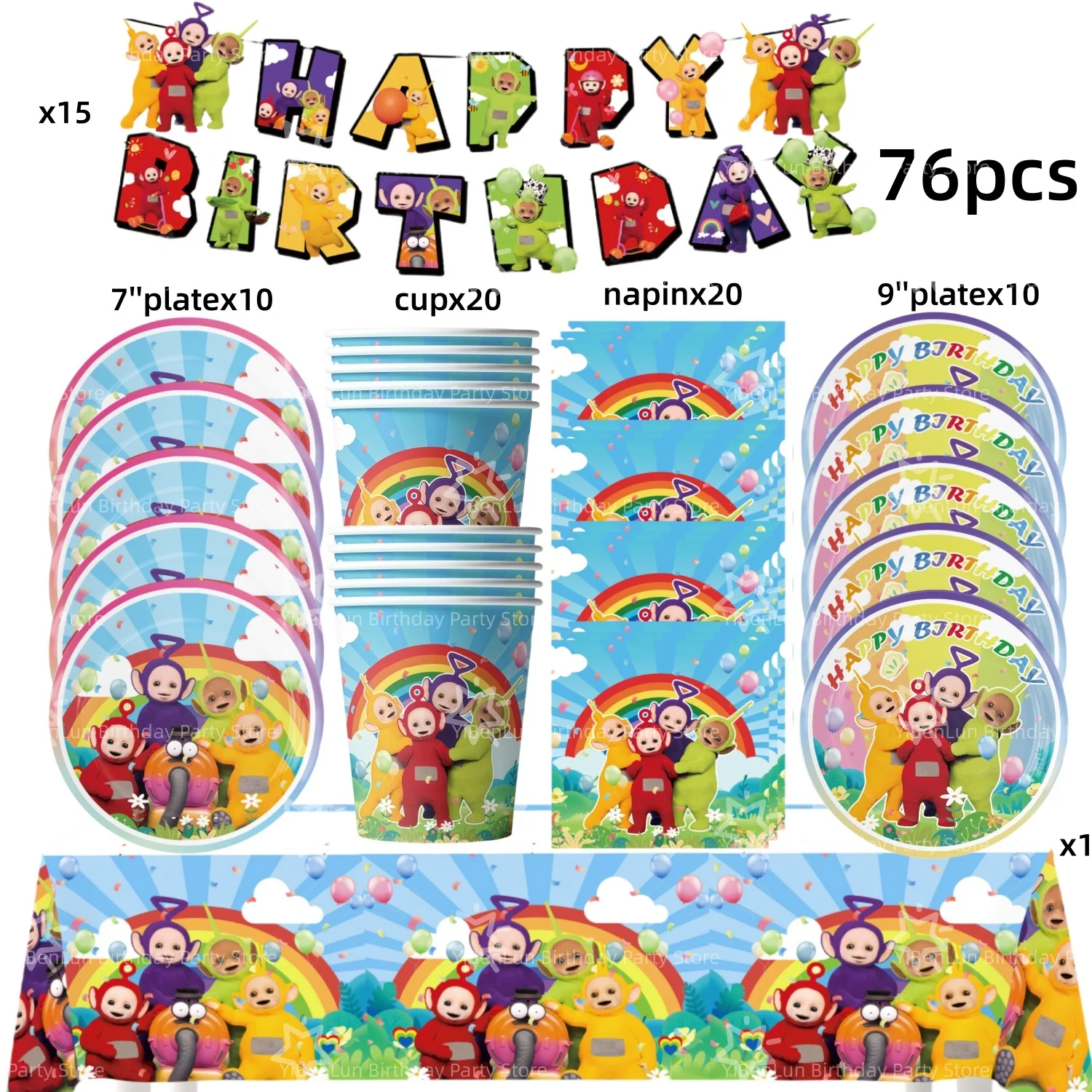 Tinky Winky Verjaardagsfeestje Decoratie Antennababy Po Wegwerp servies Tafelkleed Bord Beker servet Kinderfeestje Gunsten Benodigdheden