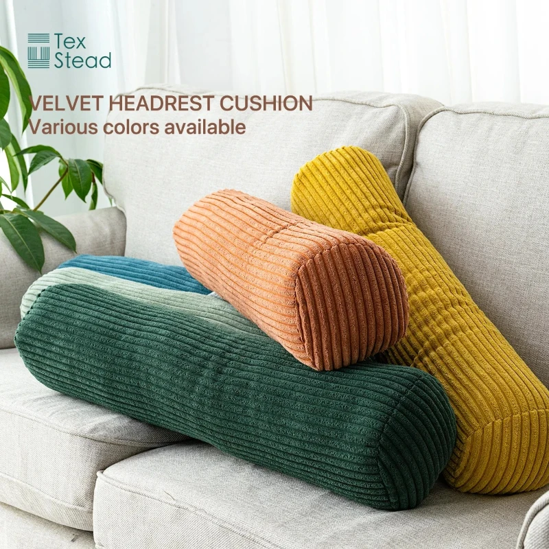 Corduroy Stripe Cylinder Pillow Full Body Pillowcase Functional Bolster Pillow Cylindrical Side Pillow Sofa Bedroom Backrest