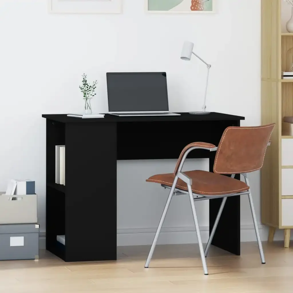 Schwarzer Schreibtisch 100x55x75 cm Engineering Holz nordischen Studiert isch PC Gamer Computer