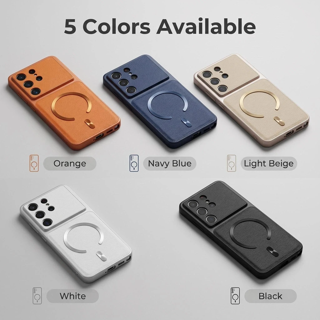 Business Minimalism Solid Color Faux Leather Texture Magnetic Phone Cover Case for Samsung Galaxy S26 S25 S24 Plus Ultra FE