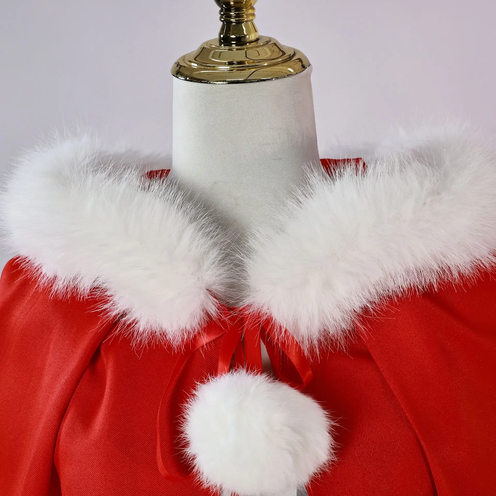 Cindy Lou Cosplay Costume White Fluff Red Hood Cloak Plaid Dress Christmas Lovly Lolita Outfit Halloween Women Girls