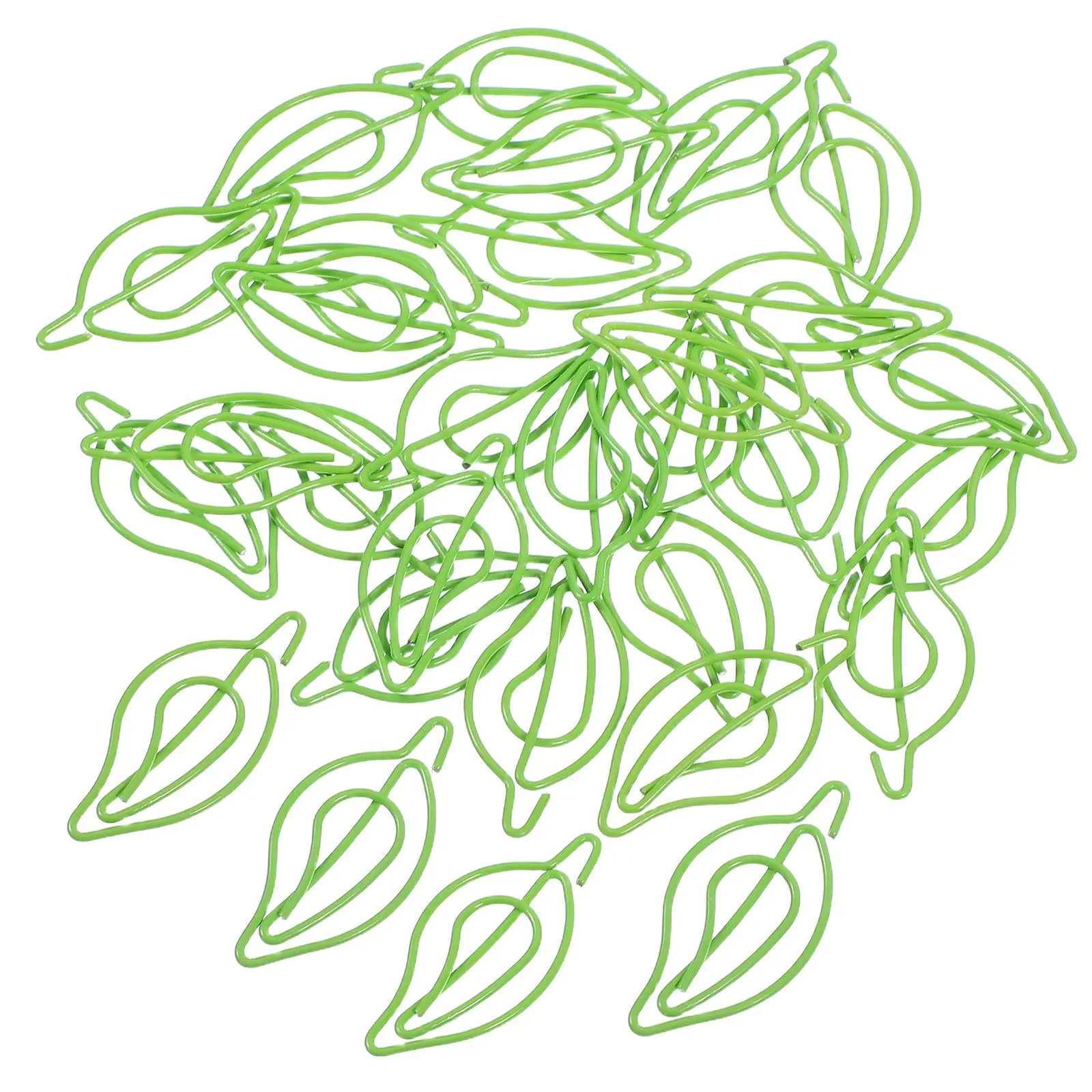 30 Pcs Shaped Paper Clip Leaf Clips for Paperwork Document Small Green Creative