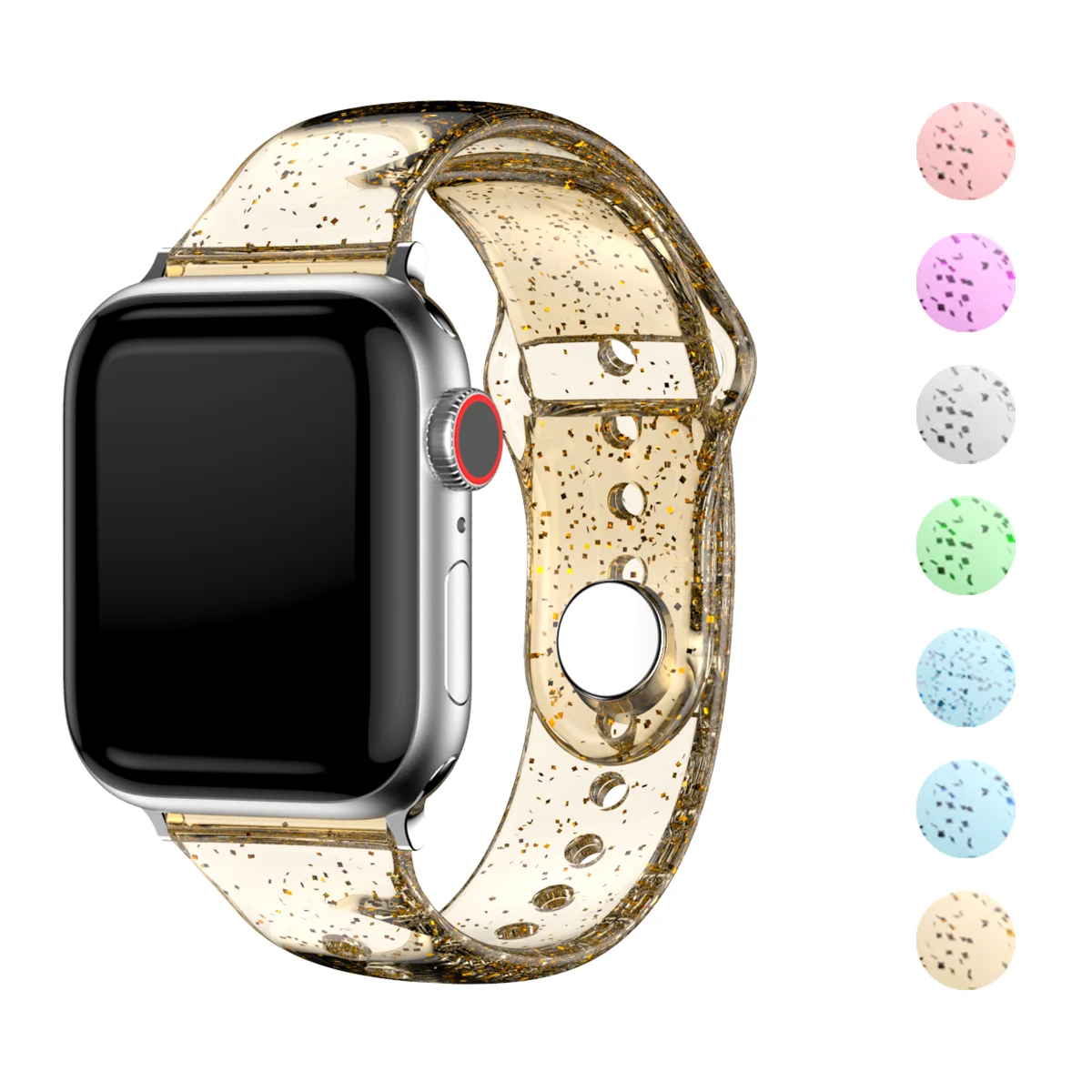 Correa de silicona transparente para Apple Watch, banda de 40mm, 44mm, 45mm, 41mm, 38mm, 42mm, 49 purpurina, deportiva, iWatch ultra2, 9, 8, 7, SE,