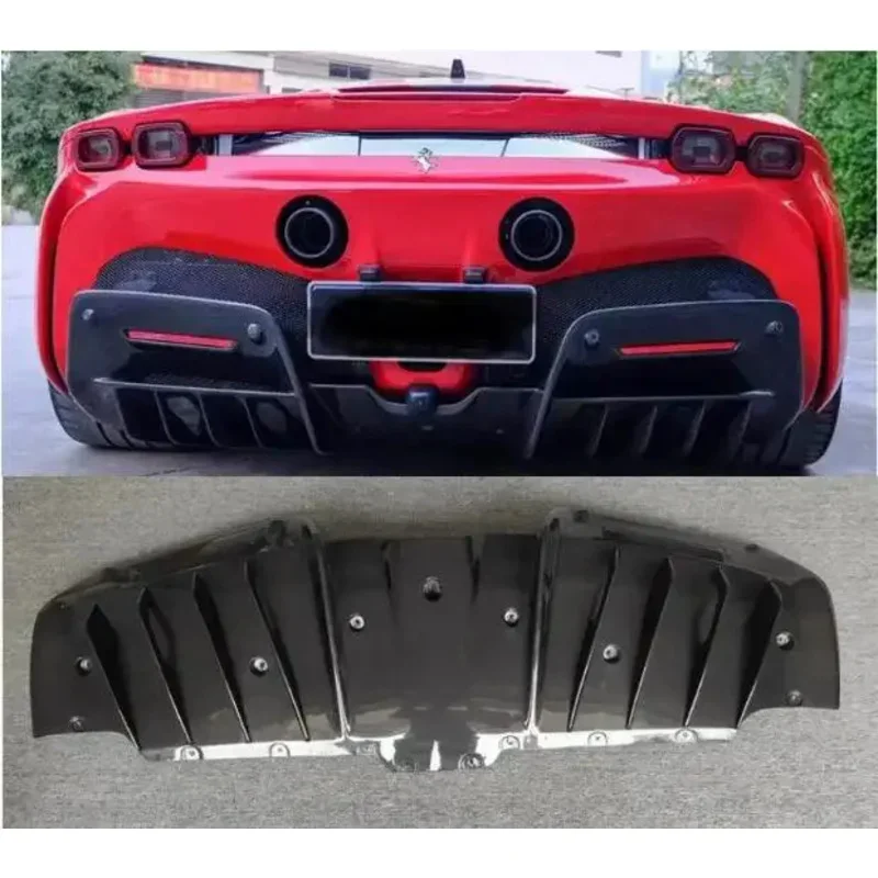 For Ferrari SF90 2020 2021 2022 2023 2024 Real Dry Carbon Bumper Rear Trunk Lip Diffuser Spoiler Cover