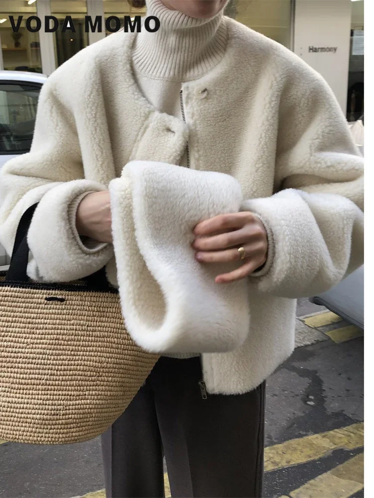 

Versatile Korean Sweet stytle Fashion Simple Warm Winter New 2024 Coat for Women Button Jackets O-Neck Overcoat Female Clothes