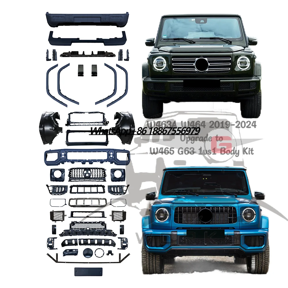 W463A W464 G500 Upgrade to G Class W465 G63 Body Kit 1vs1 Size Front Bumper Grille Over Fender Rear Lip Car Bumpers Auto Parts