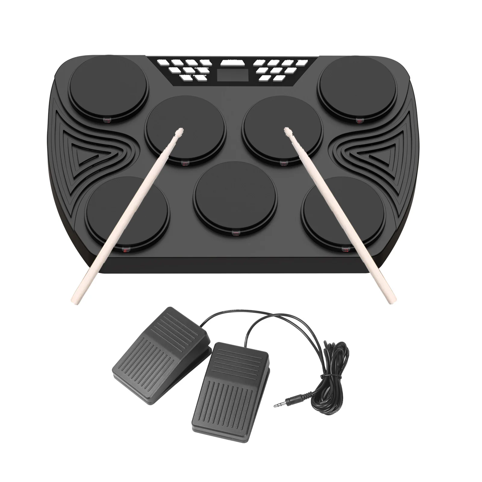 Practice Drum Portable Drum Kit Portable Drum Kit Rechargeable Tabletop Drum Set with Dual Stereo Speakers for Beginner