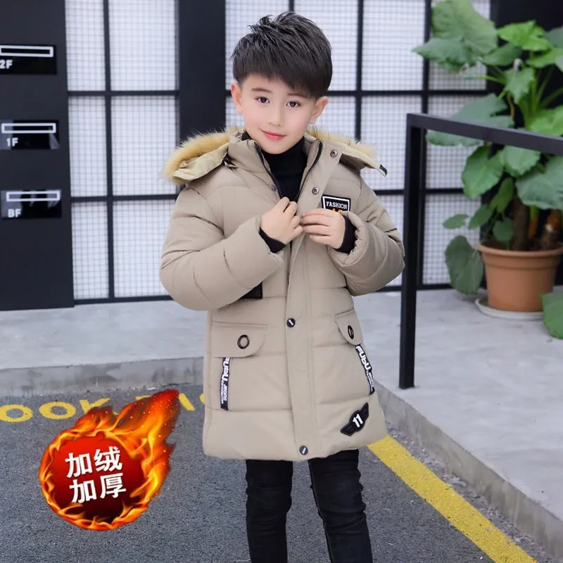 Boys Down Jacket Coat Overcoat Cotton 2023 Blue Warm Thicken Winter Plus Size Children\'s Clothing