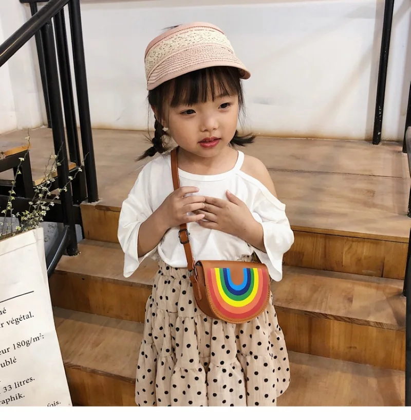 2022 Rainbow bag Baby Summer Clothing Women Girls Fashion Small Shoulder Bag Leather Waist Bag Cartoon Bear Handbag Ladies Gifts