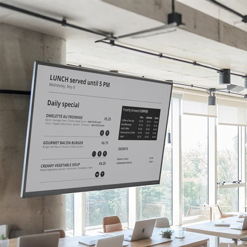 31.5 Inch Indoor Ultra Thin Full Color E Ink Digital Signage Sunlight Readable E Paper Eco Friendly Advertising Display Board