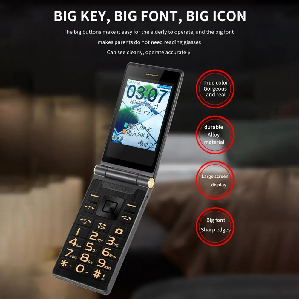 Handphone Voice Broadcast Flip Big Button Spare Mobile Phone Long Standby Time Multiple Languages Cell Phone for Elder