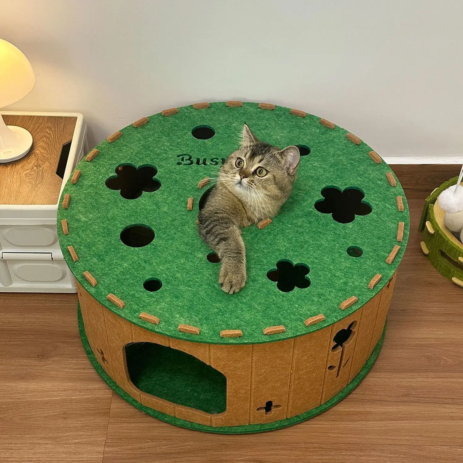 

Felt Cat Products Cave Bed Cat Tunnel Maze Drilling Half-Enclosed Hiding House Fun Garden Donut Cat Bed For Scratching Cuter