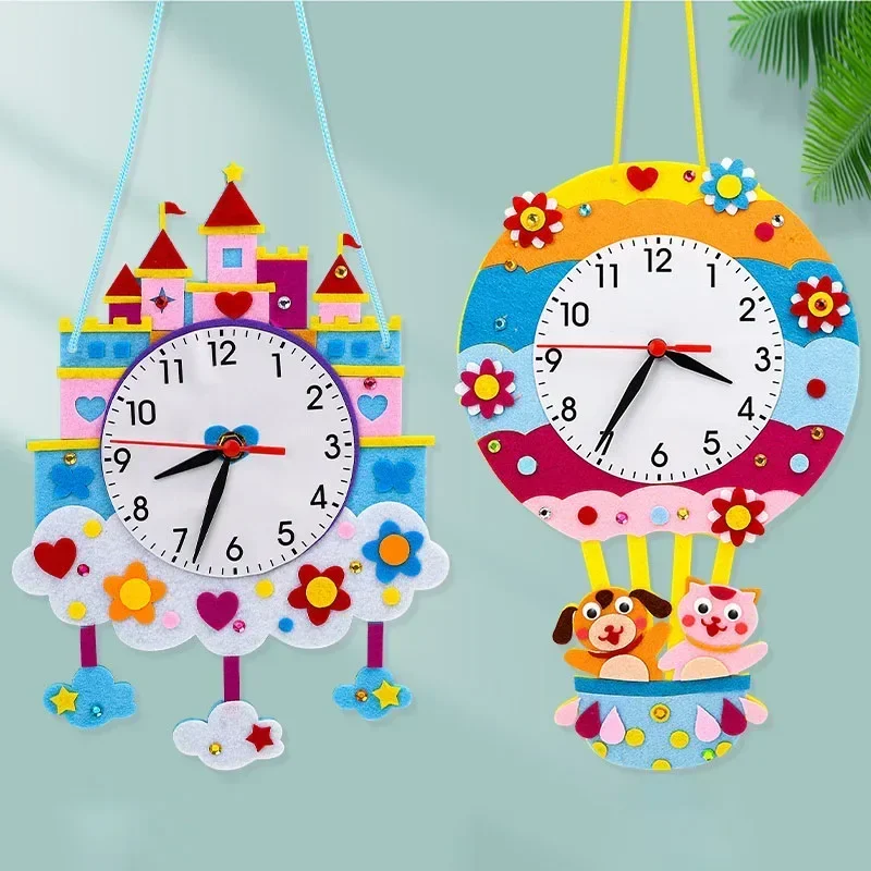 1Pcs DIY Mix Color Alarm Clock Toys Felt Cloth Material Kits Multicolor Cute Birthday Gifts Parent-child Interaction Handcraft