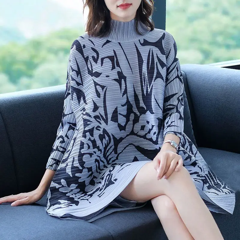 Pleated 2023 New Early Spring Skirt Large Fashion Dress  vintage evening dresses woman elegant  LOOSE