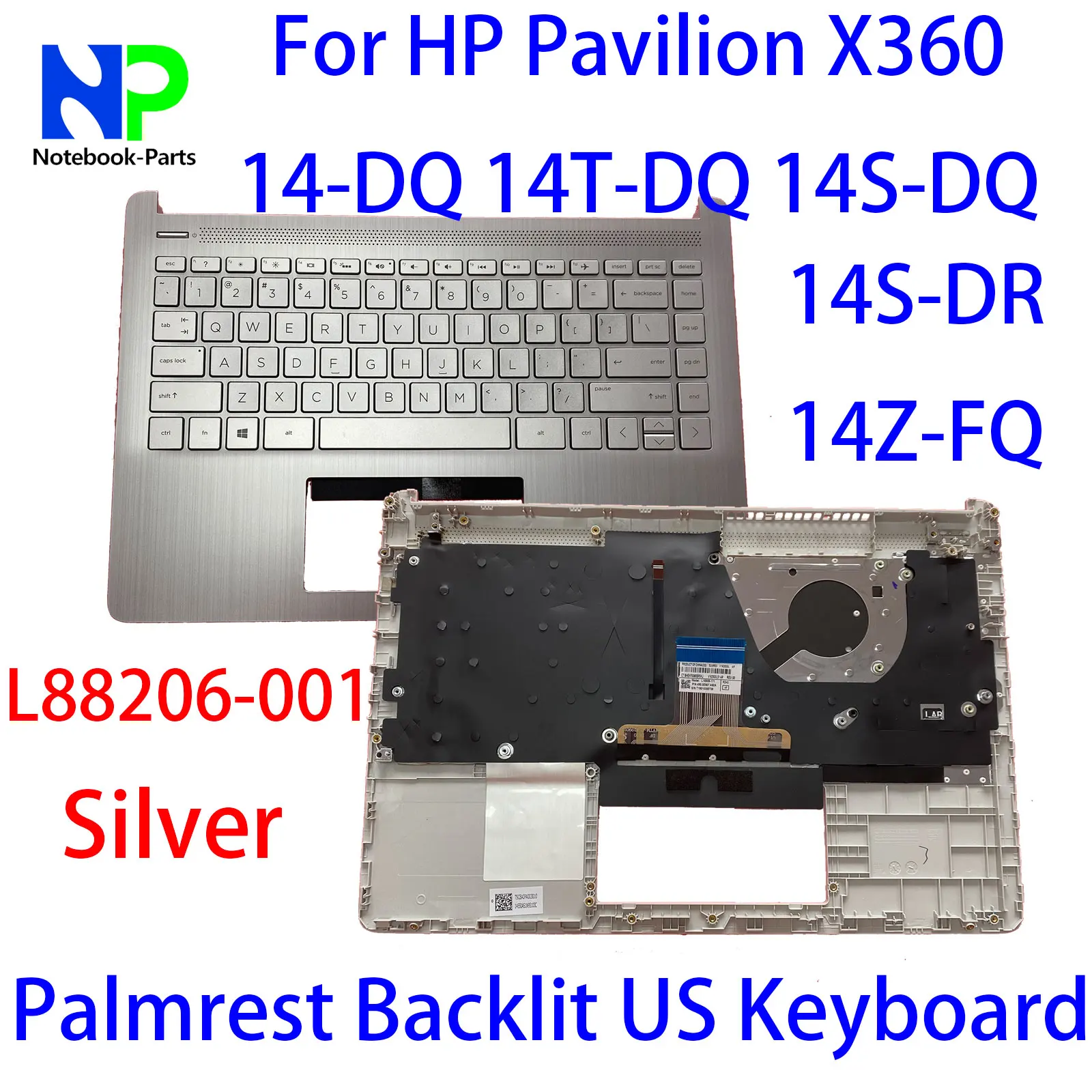 

Original New Top Cover For HP Pavilion X360 14-DQ 14T-DQ 14S-DQ 14S-DR 14Z-FQ 14" Palmrest Backlit US Keyboard Silver L88206-001