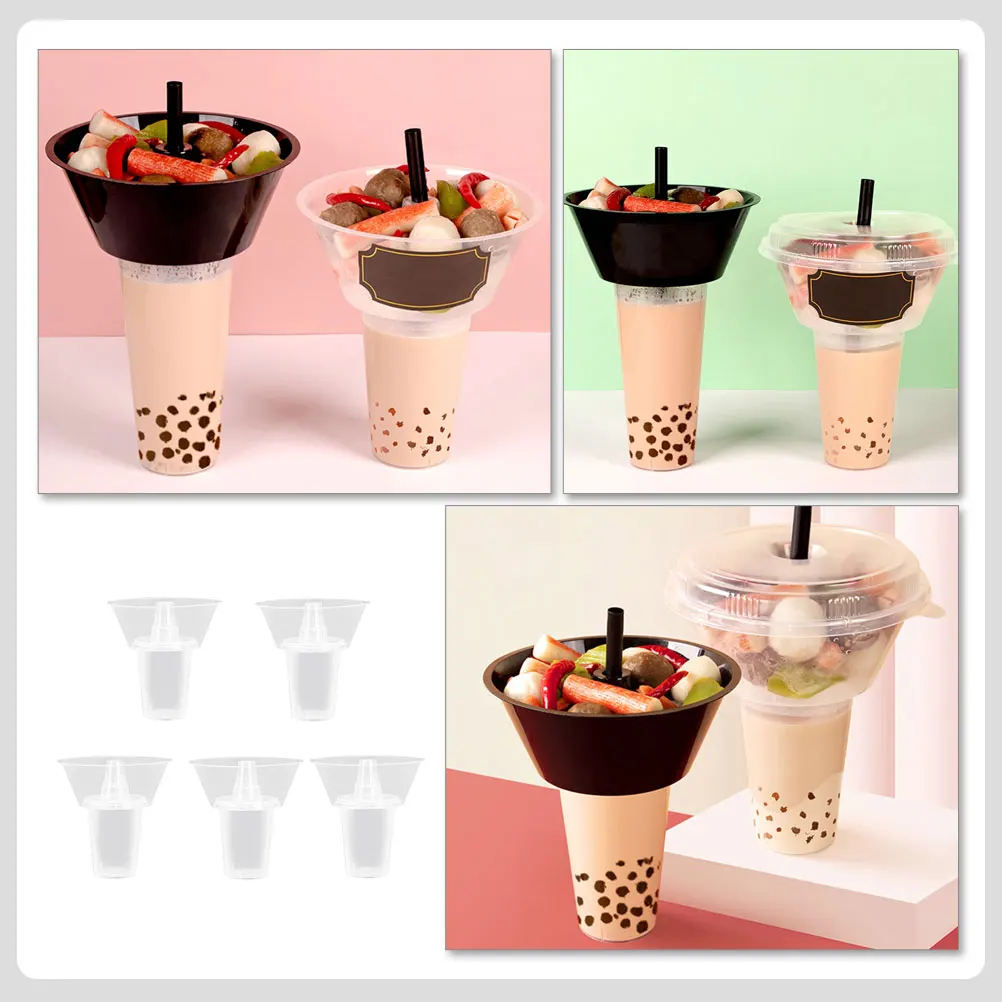 

5 Sets Snack Combination Holder Large Capacity Single Hand Plastic Water Cup Tea Fried Chicken Storage Bowls Cup Party